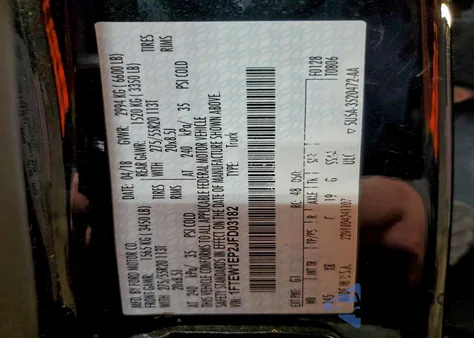 2018 Ford F150 Supercrew из США, поврежденный, VIN 1FTEW1EP2JFD03182